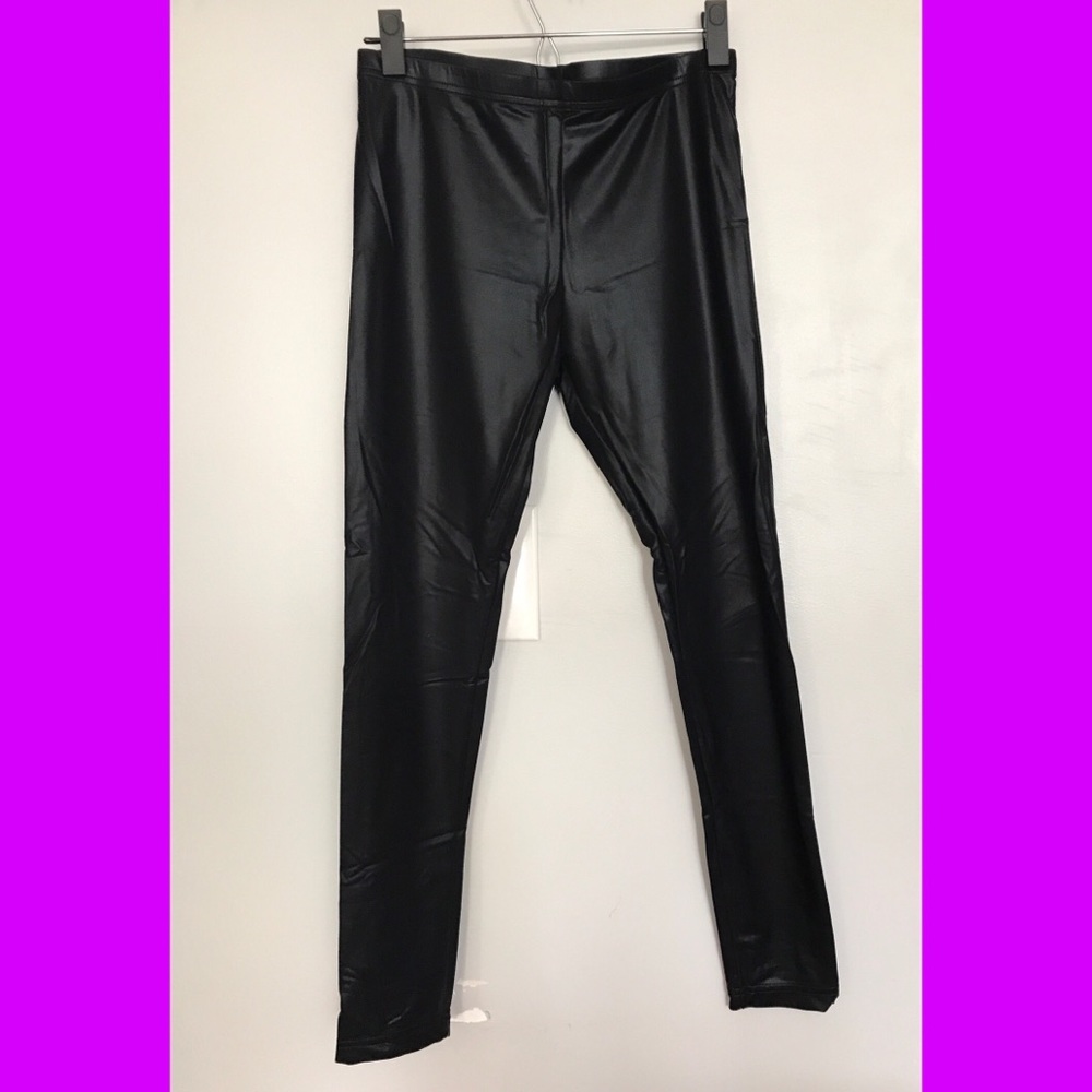 faux black leather leggings